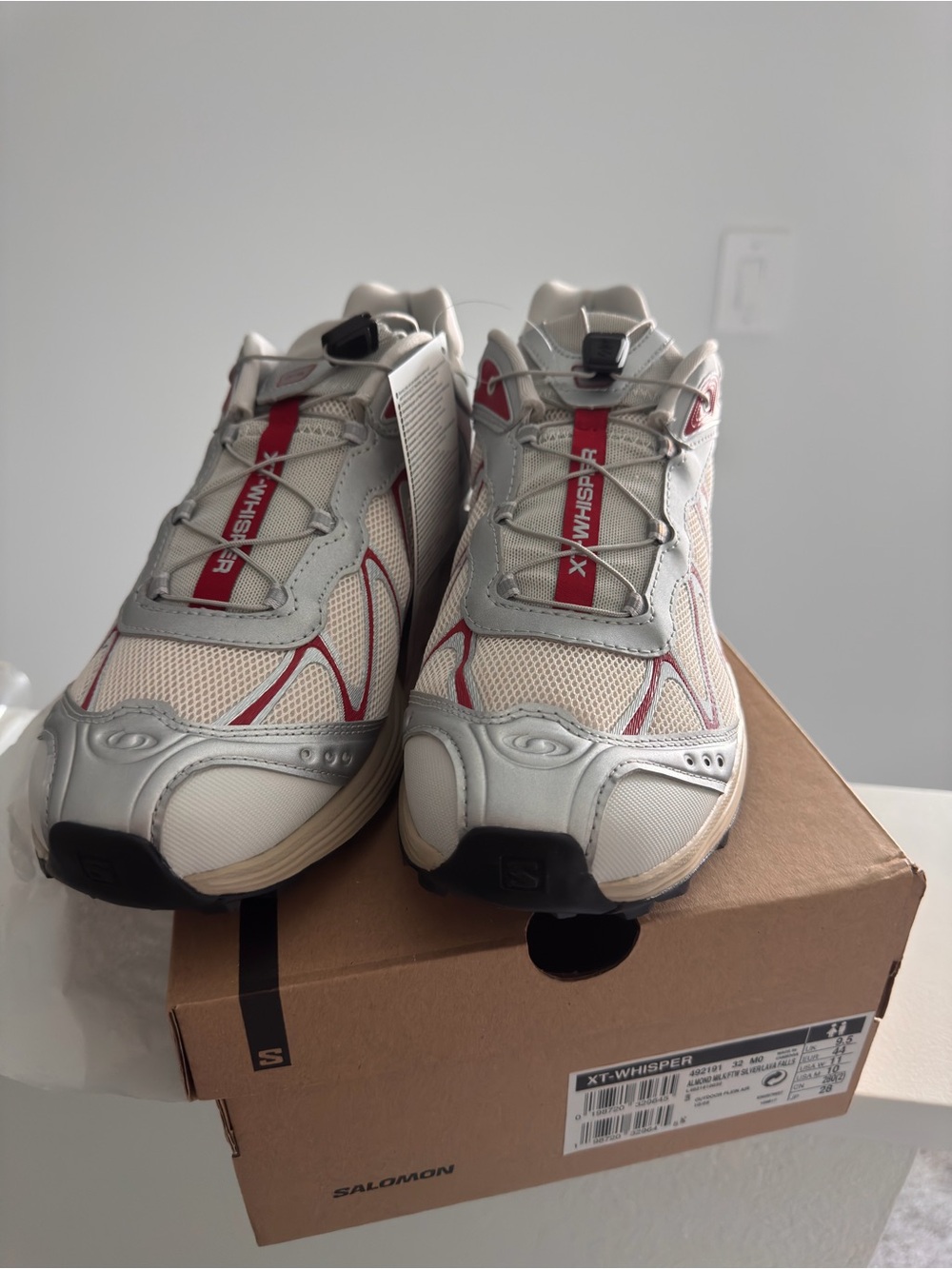 Salomon XT-Whisper Sneakers in White & Red